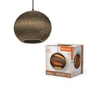 LEDVANCE Decor Cardboard Ball marrón de cartón ondulado, ligera, E27, 260 mm de diámetro, pantalla de material reciclado, sostenible gracias a una fuente de luz reemplazable, fácil de instalar