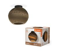 LEDVANCE Decor Cardboard Ball marrón de cartón ondulado, ligera, E27, 260 mm de diámetro, pantalla de material reciclado, sostenible gracias a una fuente de luz reemplazable, fácil de instalar