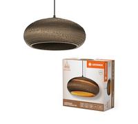 LEDVANCE Decor Cardboard Drop marrón de cartón ondulado, ligera, E27, 400 mm de diámetro, pantalla de material reciclado, sostenible gracias a una fuente de luz reemplazable, fácil de instalar