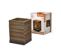 LEDVANCE Decor Cardboard Square marrón de cartón ondulado, ligera, E27, 200 mm de diámetro, pantalla de material reciclado, sostenible gracias a la fuente de luz reemplazable, fácil de instalar