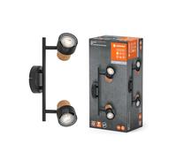LEDVANCE Foco LED Decor Spot Cork 2x3,4W 460 lm GU10 negro blanco cálido, cabezales ajustables