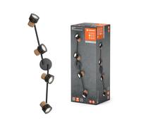 LEDVANCE DECOR SPOT CORK, 4 x 3,4W, 920lm, negro, foco, cabezales ajustables, versátil, foco de interior, lámparas LED reemplazables, regulable, luz de color blanco cálido, GU10