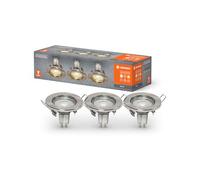 LEDVANCE Foco empotrable en níquel cepillado in ombilla reemplazable de 2,6 vatios GU10, foco LED, color de luz blanco cálido (2700K), IP20, paquete de 3