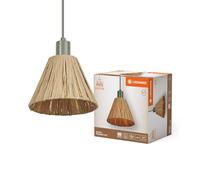 LEDVANCE Lámpara colgante Decor Raffia verde-marrón de rafia y metal, E27, 200 mm de diámetro, pantalla de material reciclado, sostenible gracias a una fuente de luz reemplazable, fácil de instalar