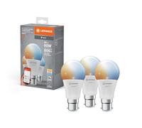 LEDVANCE Lámpara LED inteligente con tecnología WiFi, B22d base, óptica mate,Color de la luz cambiable (2700K-6500K), 806 Lumen, sustituto de 60W-iluminante 3-paquete