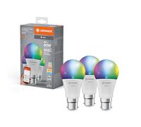 LEDVANCE Lámpara LED inteligente con tecnología WiFi, B22d base, óptica mate,Colores RGBW cambiables, color de la luz cambiable (2700K-6500K), 806 Lumen, sustituto de 60W-iluminante 3-paquete