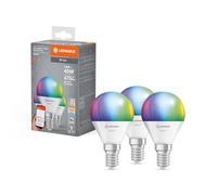 LEDVANCE Lámpara LED inteligente con tecnología WiFi, E14 base, óptica mate,Colores RGBW cambiables, color de la luz cambiable (2700K-6500K), 470 Lumen, sustituto de 40W-iluminante 3-paquete