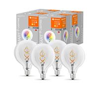 LEDVANCE Lámpara LED inteligente con tecnología Wifi, E27, cambio de color RGB, forma de globo, filamento de color como luz de ambiente, controlable con Alexa, Google y App