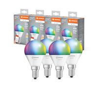 LEDVANCE Lámpara LED SMART+ MATTER, compatible con Google, Alexa, Apple, acabado esmerilado, 4,9W, 470lm, base E14, función RGBW, luz blanca, control por app o voz, vida útil de hasta 20.000 horas
