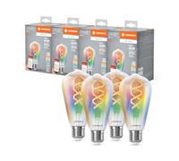 LEDVANCE Lámpara LED SMART+ MATTER, compatible con Google, Alexa, Apple, cristal blanco, 4,8W, 470lm, base E27, función RGBW y luz blanca, control por app o voz, vida útil de hasta 15.000 horas