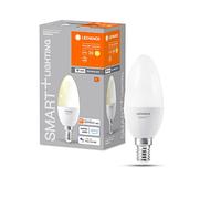 LEDVANCE Lámpara LED SMART+ WIFI, aspecto mate, 4,9W, 470lm, forma de vela (Classic B), casquillo E14, luz blanca cálida a 2700K, regulable, control por app o por voz, vida útil de hasta 20.000 horas