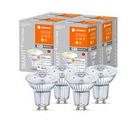 LEDVANCE Lámpara reflectora LED inteligente con tecnología WiFi, base GU10, blanco cálido (2700 K), regulable, reemplaza las lámparas reflectoras con 40W, SMART+ WiFi SPOT GU10 regulable, paquete de 4