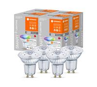 LEDVANCE Lámpara reflectora LED inteligente con tecnología WiFi, base GU10, color de luz intercambiable(2700-6500K), colores RGB intercambiables, regulable, reemplazo de 50W, SMART+ SPOT, paquete de 4