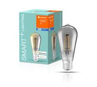 LEDVANCE Lámpara Smart LED, Bluetooth, E27, regulable, blanco cálido (2700K), reemplaza lámparas incandescentes 44 W, controlable con Google y Alexa, SMART+ BT Filament Edison Dim, paquete de 4
