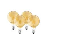 LEDVANCE Lámpara Smart LED, Bluetooth, globo de filamento dorado, E27, blanco cálido (2400K), reemplaza las lámparas incandescentes por 50W,controlable con Alexa,Google y Apple,SMART + BT,paquete de 4