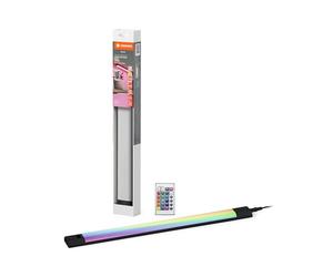 LEDVANCE Linear Edge Sensor Luminaria bajo mueble de alto voltaje con tecnología RGBW, 30cm, colores elegibles, regulable, 8W, 460lm, 3000K, luz blanca cálida, aluminio negro, IP20, control remoto