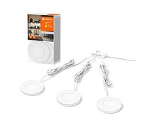 LEDVANCE Luz de bajo mueble Magnet 75mm 830LEDV, 8.5W, 3x230lm, diseño redondo y luz blanca cálida (3000K), juego de tres luces de bajo mueble con módulo LED integrado, protección IP20