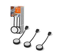 LEDVANCE Luz de bajo mueble PUCK 65 mm 830BK, 3x3W, 3x330lm, diseño redondo y luz blanca cálida (3000K), juego de tres luces de bajo mueble con módulo LED integrado, protección IP20