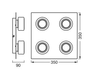 LEDVANCE Plafón LED Or lame, negro, 4 luces, IP44