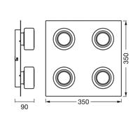 LEDVANCE Plafón LED Or lame, negro, 4 luces, IP44