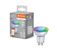 LEDVANCE SMART+ MATTER Lámpara reflectora LED, compatible con Google, Alexa, Apple, cristal, 4,9W, 350lm, GU10, función RGBW y luz blanca, app o control por voz, vida útil de hasta 20.000 horas