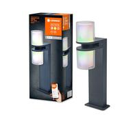 LEDVANCE SMART+ WI-FI UPDOWN FLARE 50 cm-Luminaria LED regulable de pie de color gris oscuro para uso exterior fabricada en aluminio resistente, control de color RGB, 3000K blanco cálido, 1000lm, IP44