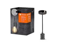 LEDVANCE Vintage 1906 Luminaria colgante BOBBIN E27, gun metal, máx. 25W (LED 15W), casquillo E27, luminaria colgante de interior, baldaquín redondo o inteligentes