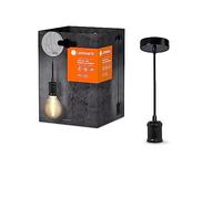 LEDVANCE Vintage 1906 Luminaria colgante BOBBIN E27, negro, máx. 25W (LED 15W), casquillo E27, baldaquín redondo, lámpara colgante de interior, combinada con lámparas 1906 Vintage o inteligentes