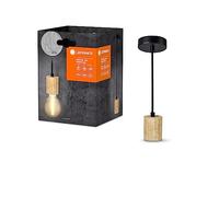 LEDVANCE Vintage 1906 Luminaria colgante CYLINDER WOOD E27, madera, máx. LED de 15W, casquillo E27, luminaria colgante de interior, baldaquín redondo, combinado con lámparas inteligentes