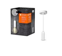 LEDVANCE Vintage 1906 Luminaria colgante ROUND E27, blanco, máx. 25W (LED 15W), casquillo E27, baldaquín redondo, lámpara colgante de interior, combinada con lámparas inteligentes
