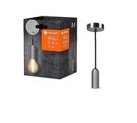LEDVANCE Vintage 1906 Luminaria colgante ROUND E27, cromo, máx. 25W (LED 15W), casquillo E27, baldaquín redondo, lámpara colgante de interior, combinada con lámparas inteligentes