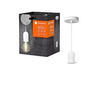 LEDVANCE Vintage 1906 Luminaria colgante ROUND PLASTER E27, blanco, máx. 25W (LED 15W), casquillo E27, baldaquín redondo, lámpara colgante de interior o inteligentes