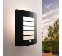 Ledvion aplique de pared LED con sensor negro E27 IP44 | Iluminación automática para entrada, fachada, garaje y sendero