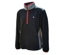 Lee Cooper Forro Polar Hombre Media Cremallera - Sudadera Trabajo Térmica Anti Bolas con Bolsillos Detalles Reflectantes Workwear Invierno (Negro/Gris, XXL)
