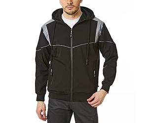 Lee Cooper LCJKT458 para hombre ropa de trabajo Softshell chaqueta con capucha, Negro, Grande