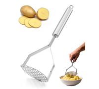 LEEQBCR Machacador de Patatas Acero Inoxidable 1 Pieza Grueso con Doble Soporte - Triturador Manual de Verduras y Comida para Puré sin Grumos, Prensador de Patatas Pasapures y Fácil de Limpiar