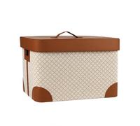 LeeQinersw Contenedor de Almacenamiento Caja Organizadora Cesta Baúl con Tapa de Yute y Exterior de Piel con Apertura Lateral Adecuado para Ropa Colada Dormitorio Salón Armario, Naranja, Grande