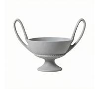 LeeQinersw Cuenco con Pedestal Decorativo Acabado Efecto Piedra, Tazón Pedestal, Diseño Clásico Europeo, Recipiente, para Recibidor, Gris Claro