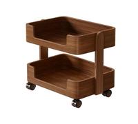 LeeQinersw Estantería de Libros de Madera con Carrito Librería Organizador Mueble Auxiliar Fabricada en Madera Maciza y con Ruedas de 360 Grados para, 2 Niveles