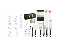 LeeQinersw Juego Utensilios para Barbacoa | asa Resistentes Al térmico, Juego Utensilios para Barbacoa con Estuche, Jardín