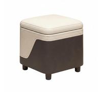 LeeQinersw Taburete Almacenamiento Compacto Asiento Banco Reposapiés con Tapa Acolchada y Estructura Robusta en Madera y Piel Diseño Apilable con Compartimento, Blanco Gris Oscuro