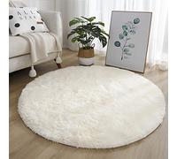 Leesentec Alfombras de área Alfombras de Dormitorio Redondo Sala de Estar Antideslizante Alfombra Suave y esponjosa Alfombras de Piso peludas Grandes para Pasillo (Blanco, 140cm)