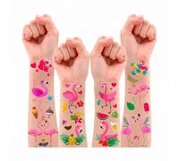 Leesgel Tatuajes Temporales Flamenco, 10 Hojas de Tatuajes Temporales Niños Pegatinas Infantiles, Decoración de Fiesta Hawaiana, Verano, Accesorios para Fiesta Pool Party Juegos Piscina