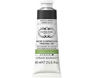 Lefranc Bourgeois 301509 Charbonnel, tinta de impresión de cobre lavable con excelente resistencia a la luz, vegana, 100% libre de disolventes, tubo de 60 ml, negro carbón