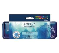 Lefranc Bourgeois Acuarela Fine - Caja de metal de 24 medio godets de acuarela profesional, colores surtidos