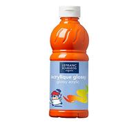 Lefranc Bourgeois Educación, acrílico Glossy, Pintura acrílica para niños, Bote de 500 ML Color Naranja, Pinturas para niños y Manualidades, para Cualquier Superficie