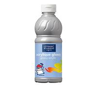 Lefranc Bourgeois Educación, acrílico Glossy, Pintura acrílica para niños, Bote de 500 ML Color Plata, Pinturas para niños y Manualidades, para Cualquier Superficie