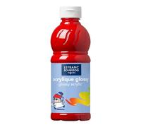 Lefranc Bourgeois Educación, acrílico Glossy, Pintura acrílica para niños, Bote de 500 ML Color Rojo Vivo, Pinturas para niños y Manualidades, para Cualquier Superficie