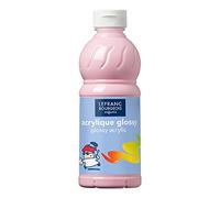 Lefranc Bourgeois Educación, acrílico Glossy, Pintura acrílica para niños, Bote de 500 ML Color Rosa Chicle, Pinturas para niños y Manualidades, para Cualquier Superficie