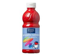 Lefranc Bourgeois Educación, gouache líquida Redimix, témperas para niños, 500ML carmín, pinturas para niños y manualidades
